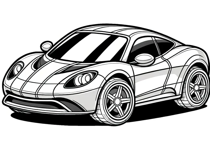 Malé sportovní auto: Jednoduchá omalovánka ke stažení (Zdarma)