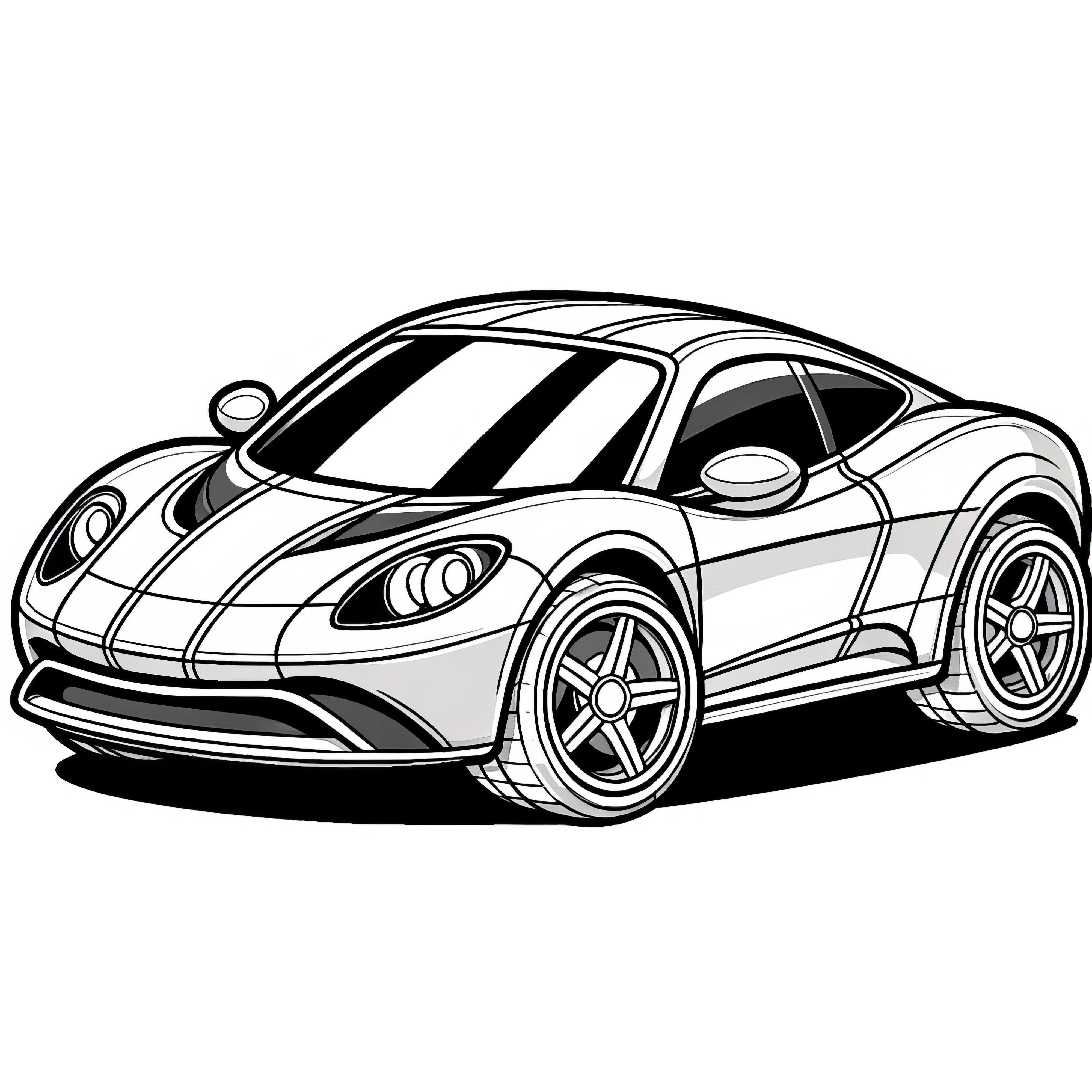 小さなスポーツカー: 簡単なぬりえをダウンロードする(無料)