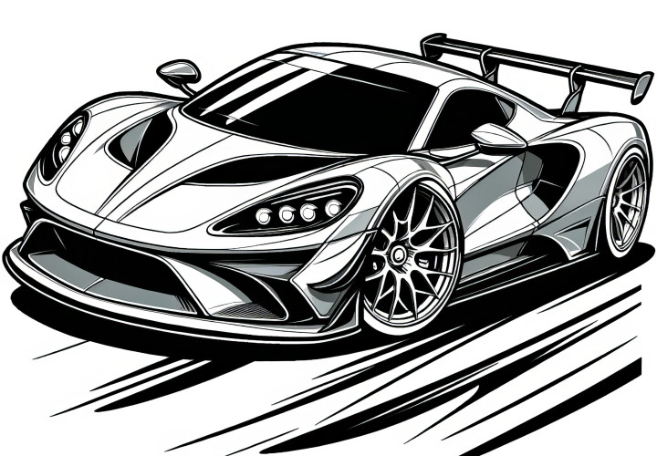 シックなスポーツカー: あなたのレーシングカーに色を塗ろう (無料ぬりえページ)