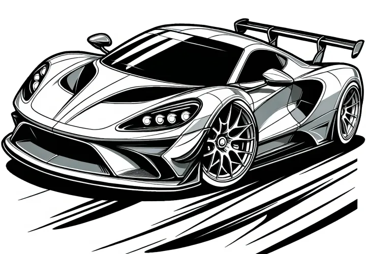 Elegantní sportovní auto: Tvůj závodní vůz k vybarvení (Bezplatný omalovánkový list)