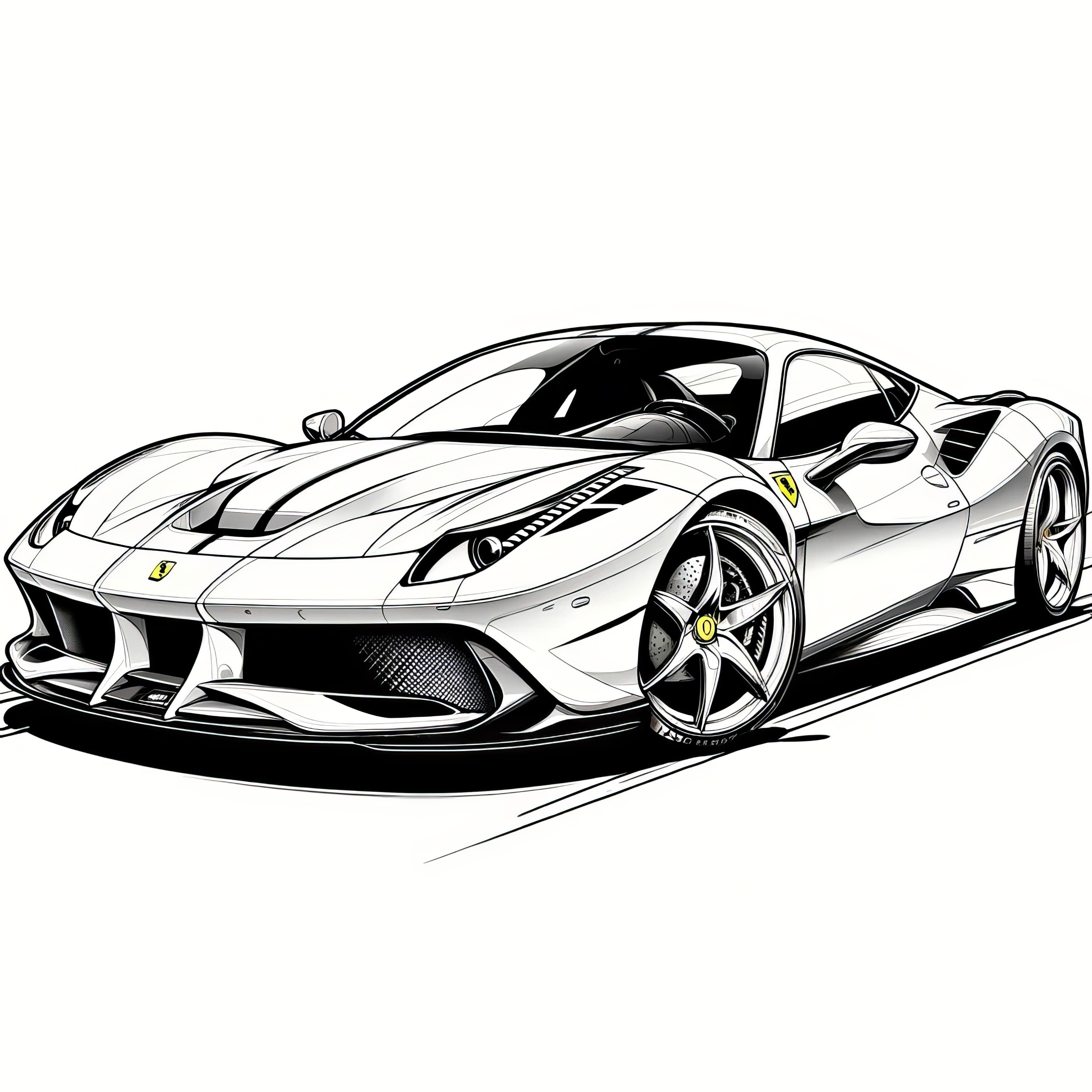 速いスポーツカー：ぬり絵ダウンロード(無料)