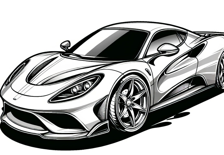 スタイリッシュなスポーツカー：今すぐ無料ぬり絵をダウンロードする