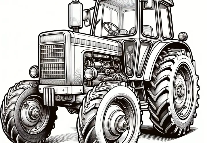 Detailovaný starý traktor: Realistická omalovánka (Zdarma)