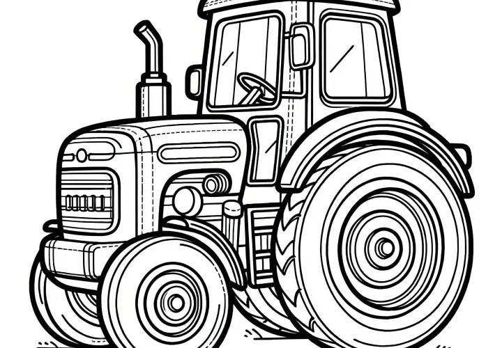 Jednoduchý traktor: Výtvarná šablona pro děti ke stažení zdarma