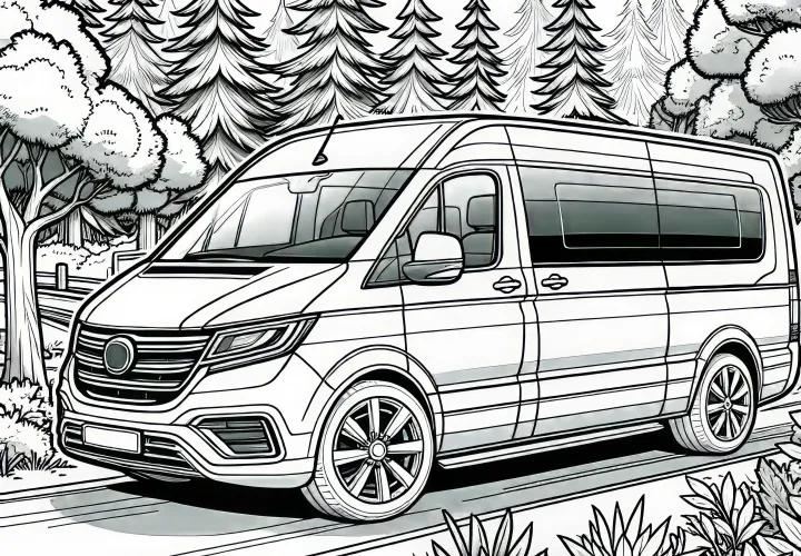 Caravan in Beautiful Landscape – Free Coloring Page