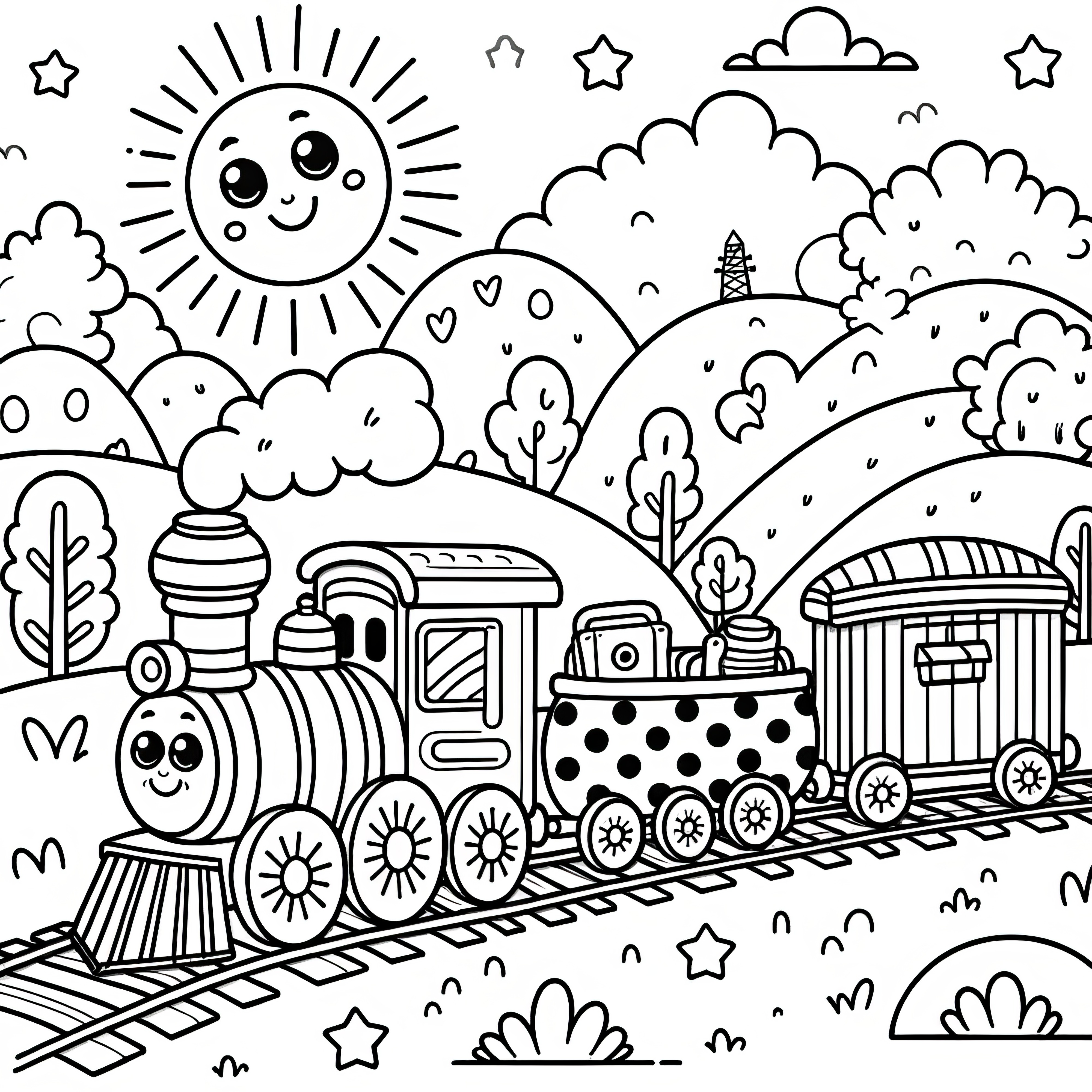 Trenino Giocattolo Divertente In Un Bellissimo Paesaggio Disegno Da Trenino Giocattolo Divertente In Un Bellissimo Paesaggio Disegno Da