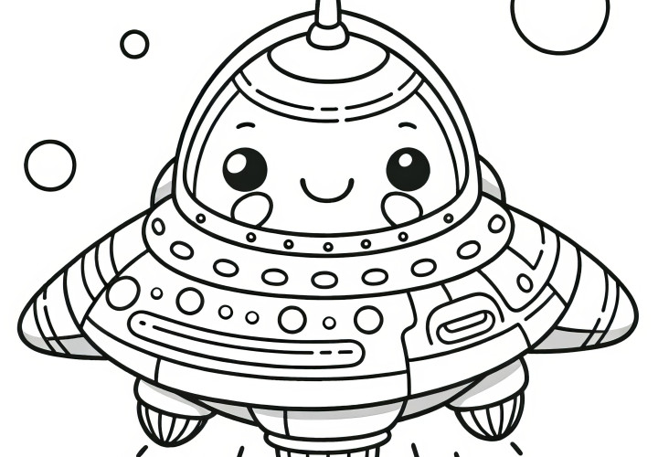 UFO s Vetřelcem: Jednoduchá omalovánka pro děti (Zdarma)