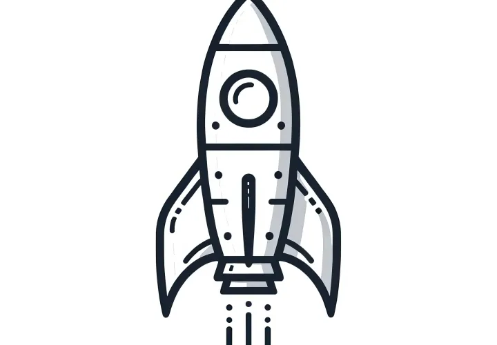 Jednoduchý omalovánkový obrázek rakety pro děti (Zdarma)