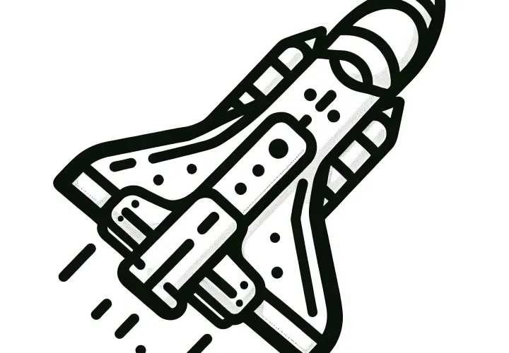 Space Shuttle: Jednoduchý omalovánkový vzor pro děti (Zdarma)