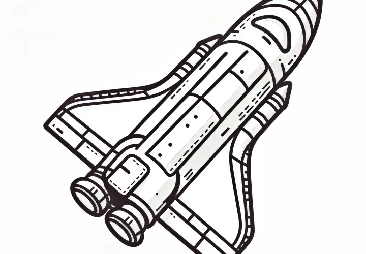 Space Shuttle: Jednoduchý obrázek k vybarvení ke stažení (Zdarma)