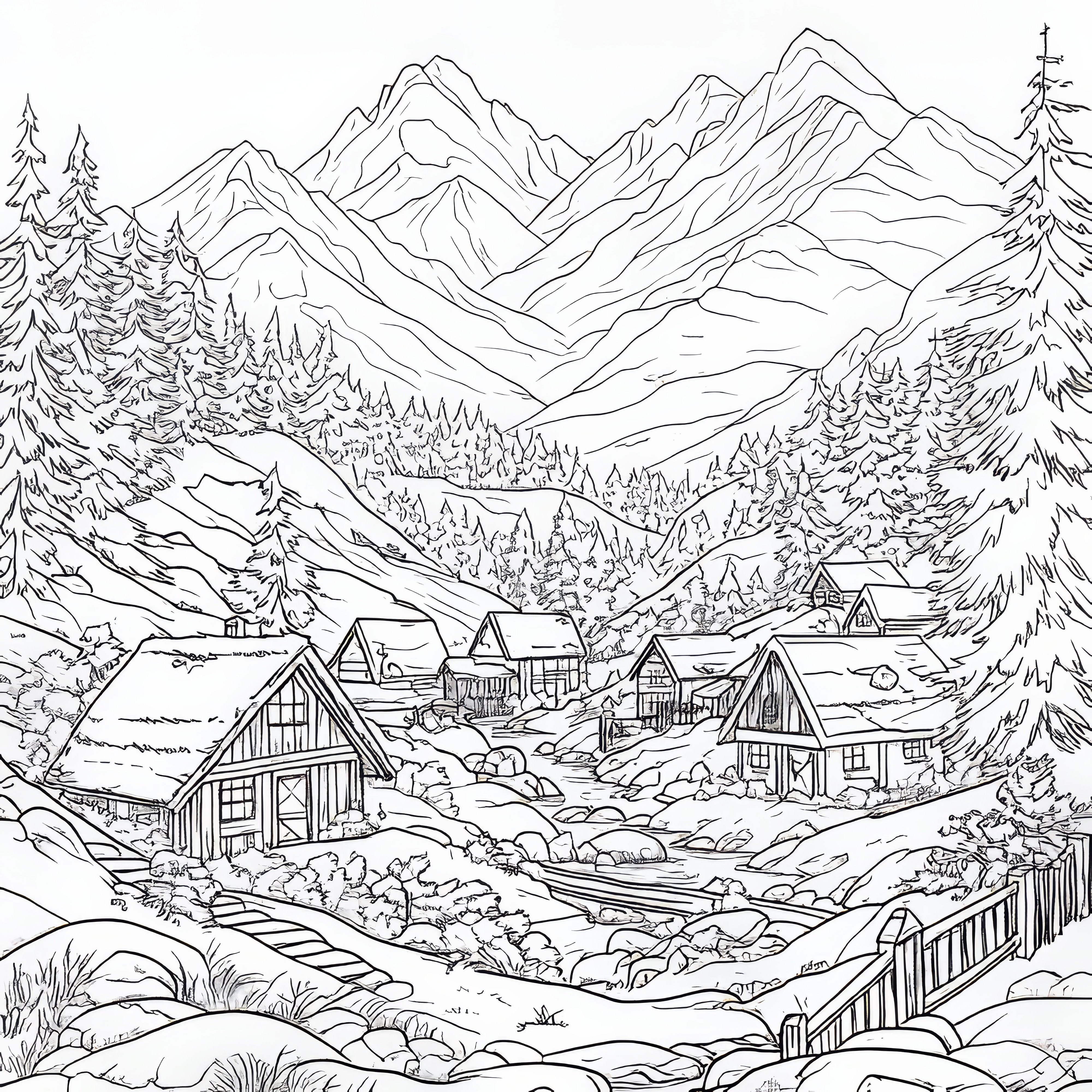 山岳風景のふしぎな絵を塗り絵で楽しもう（無料）