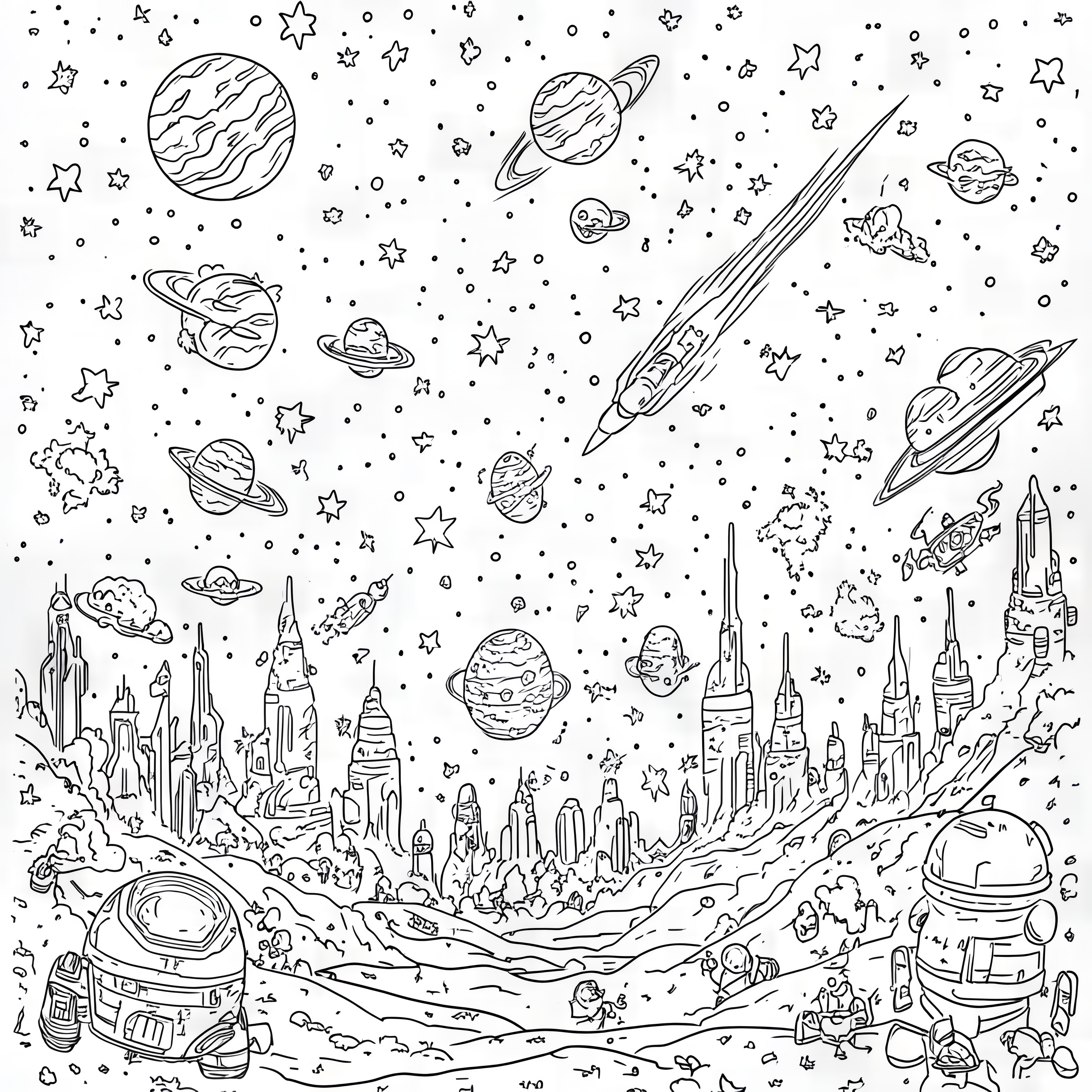우주를 묘사한 그림: 다운로드용 색칠 공부 자료 (무료)