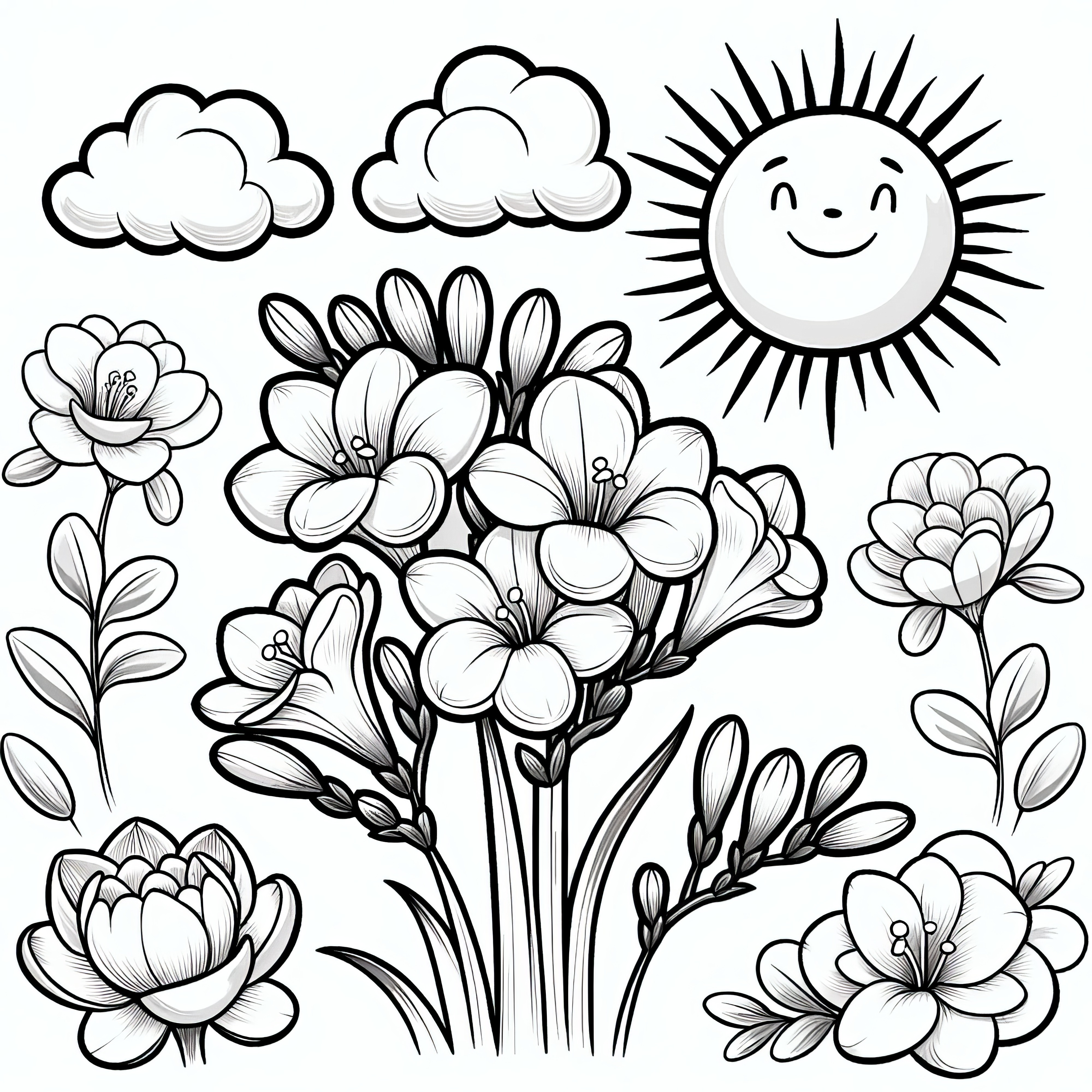 Freesia flowers coloring page (Free)