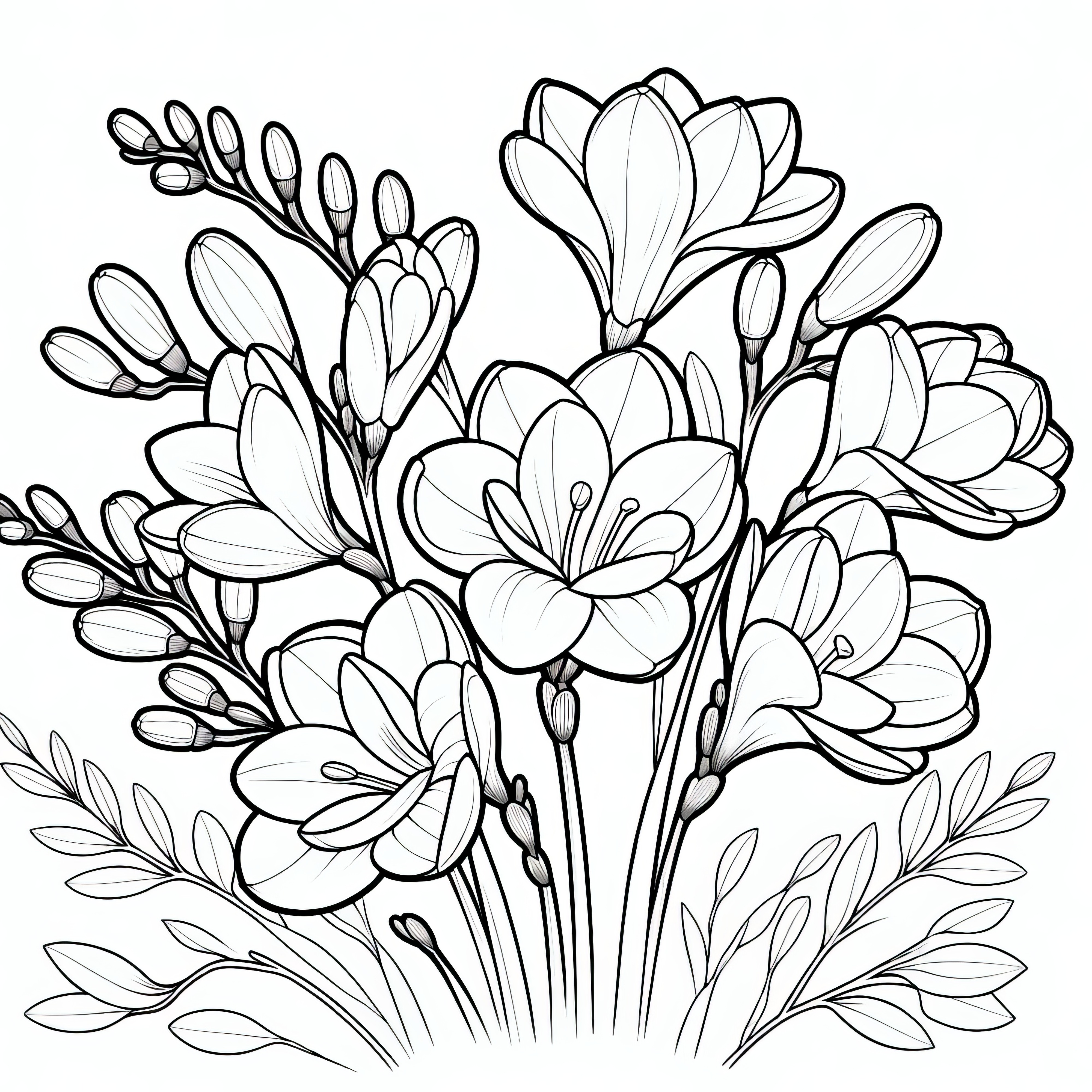 Beautiful Freesias: Coloring template free for coloring