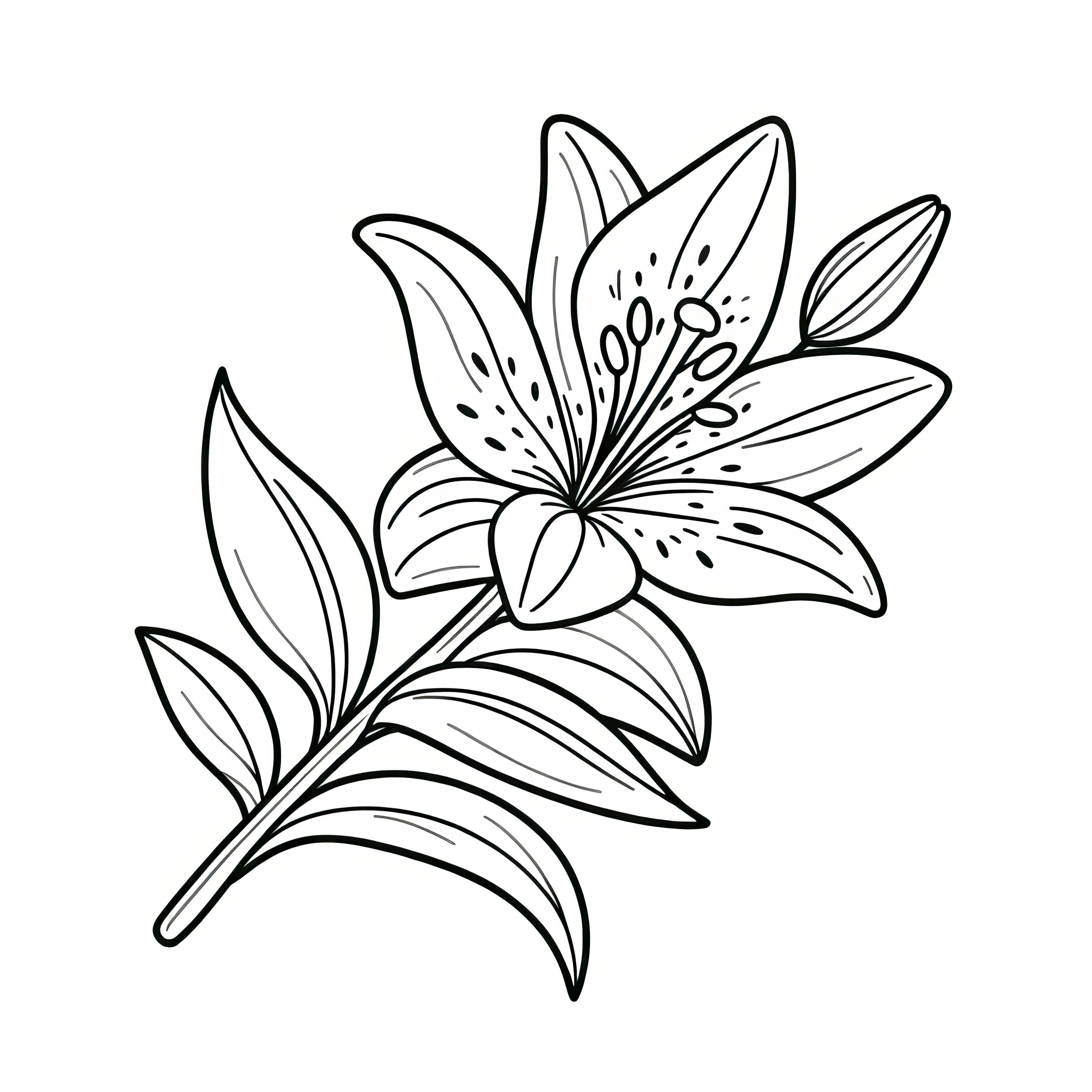Intricate lily blossom as a coloring page (Free)