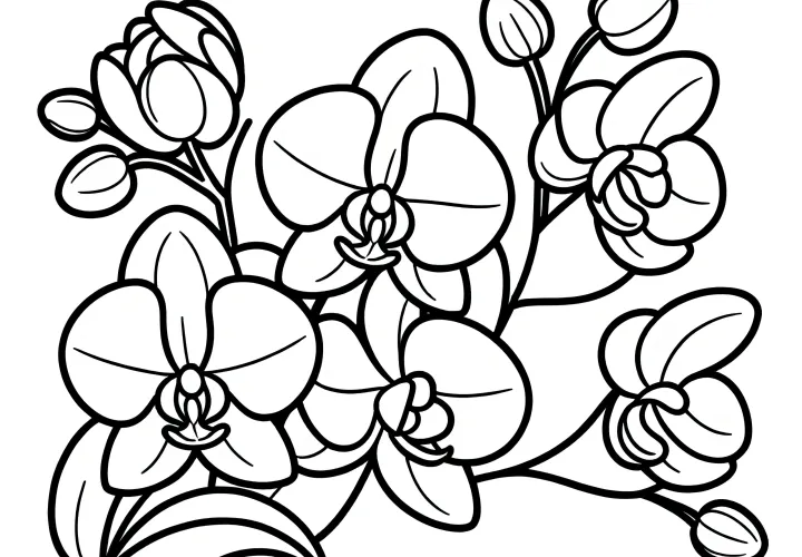Kveten orchideí: Jednoduchá omalovánka (Zdarma)