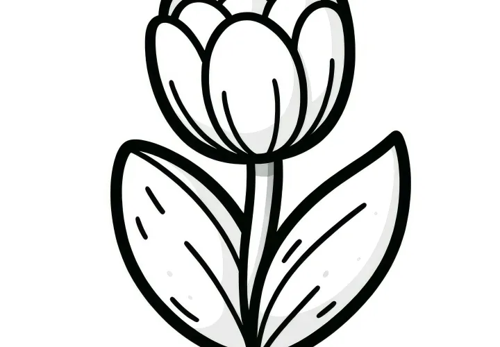 Tulipán jako jednoduchý omalovánka (zdarma)