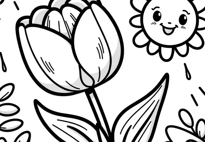 Tulipán na slunci:  Malování pro děti (Zdarma)