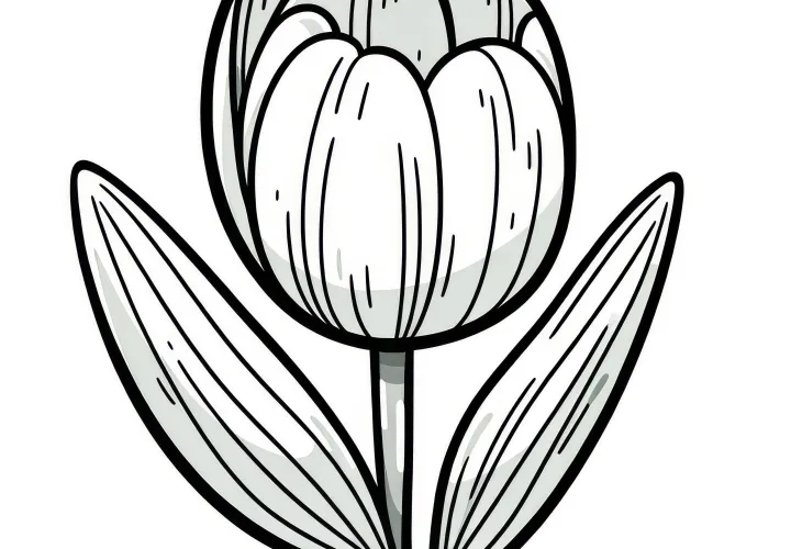 Tulipán jako omalovánka ke stažení (Zdarma)