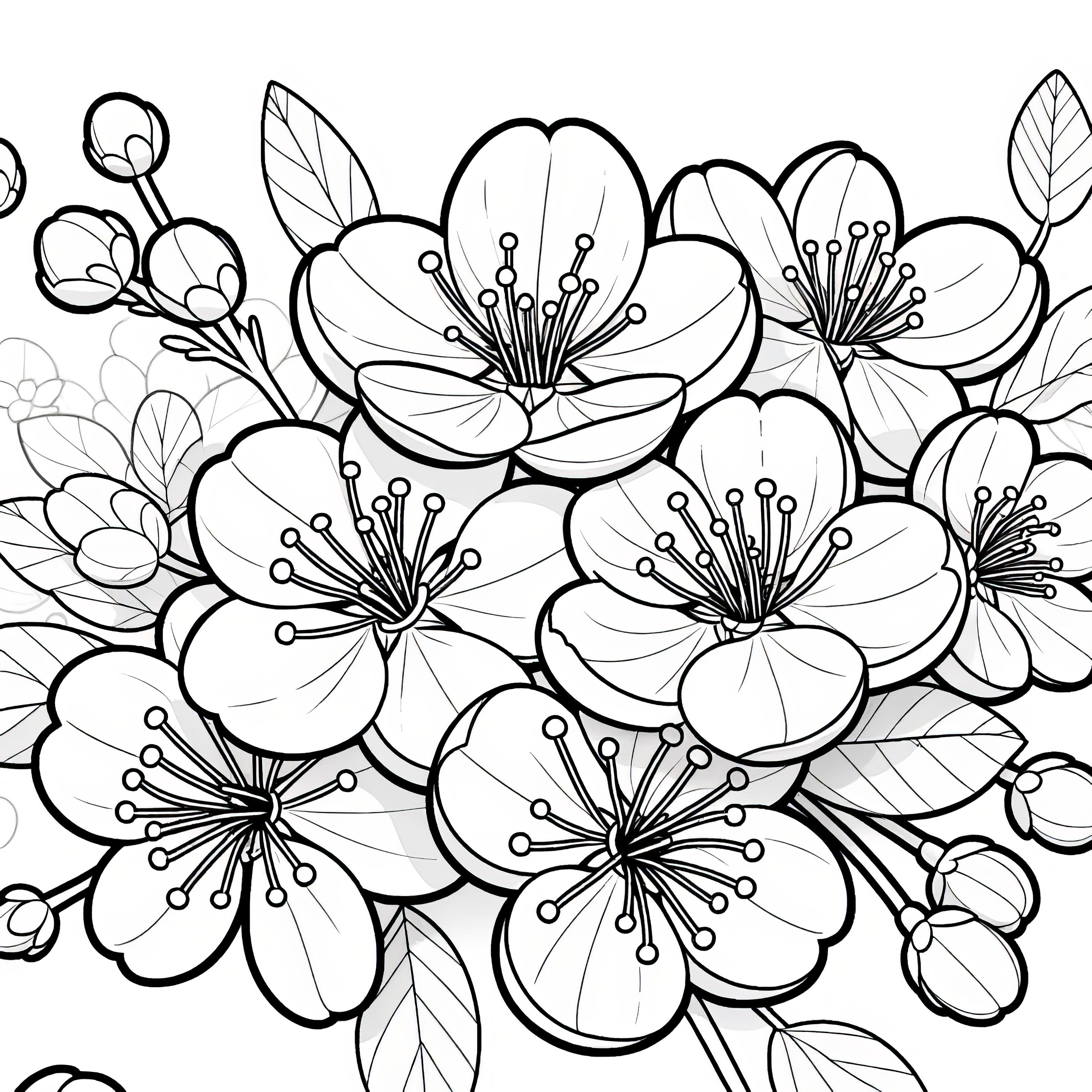 桜の花: リアルな塗り絵（無料）