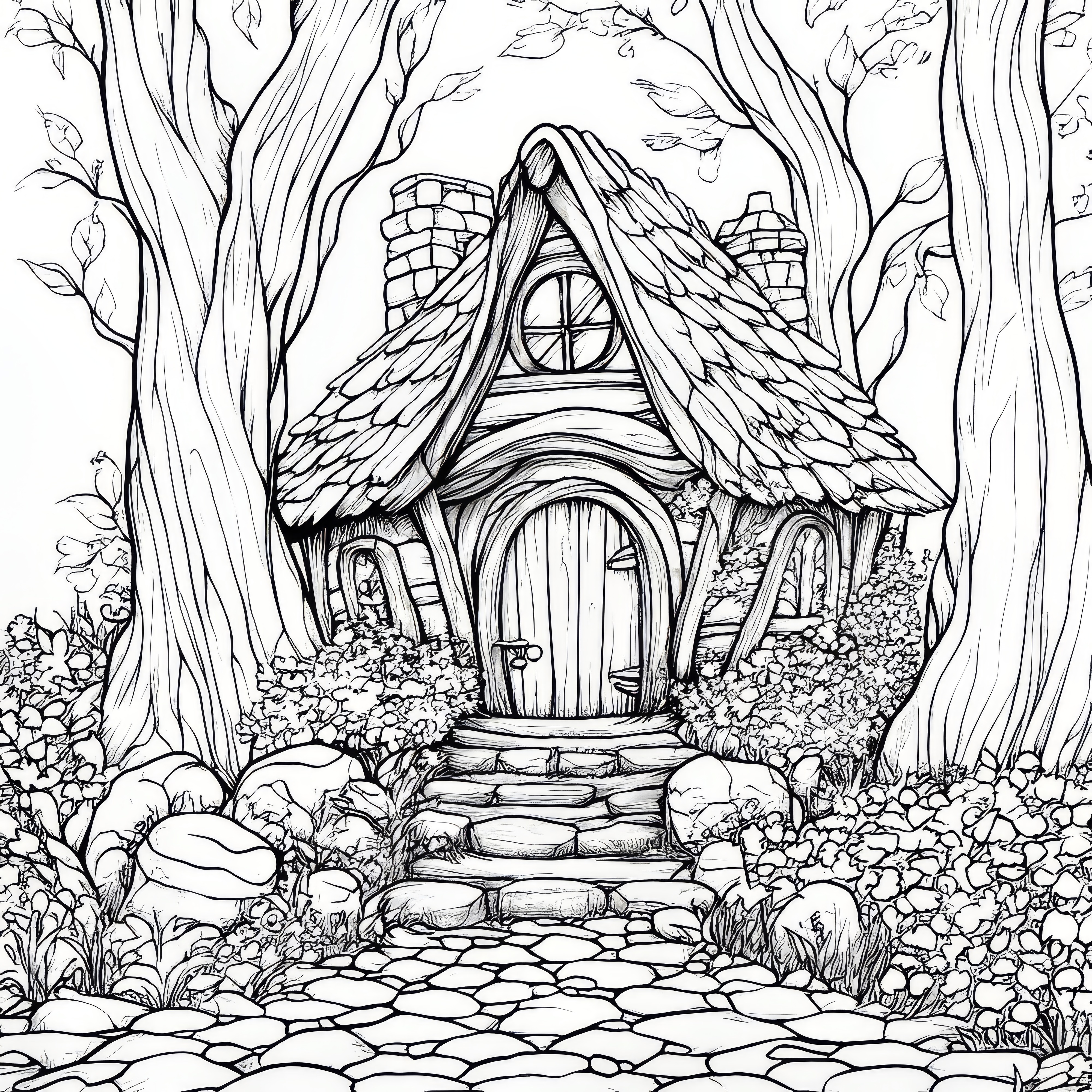 Enchanted forest: Witch's house coloring page (Free)