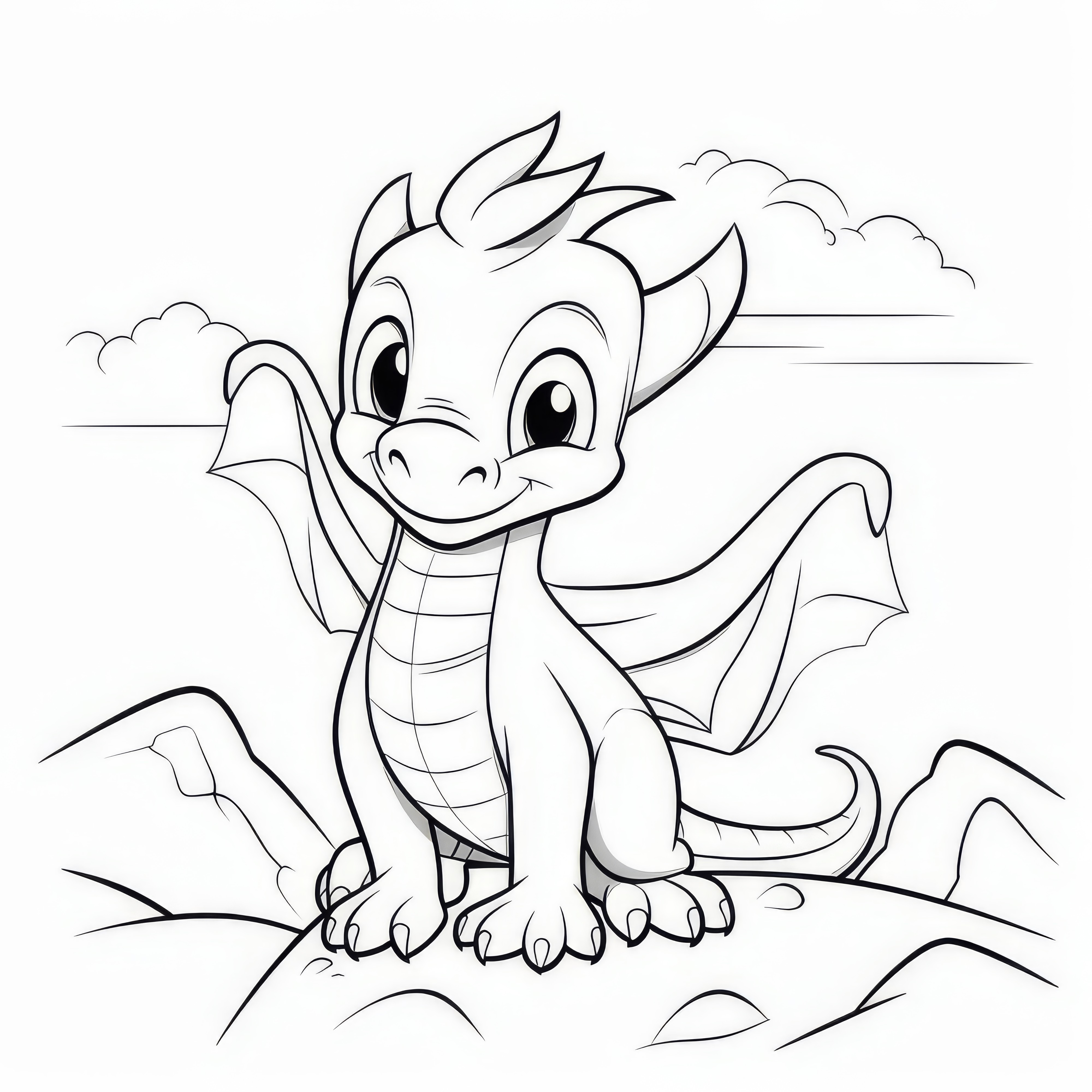 岩の上のドラゴン：ぬりえダウンロード（無料）