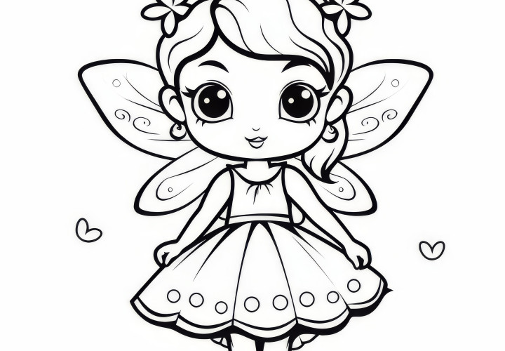 Enchanting fairy without background: Coloring picture for download (Free)