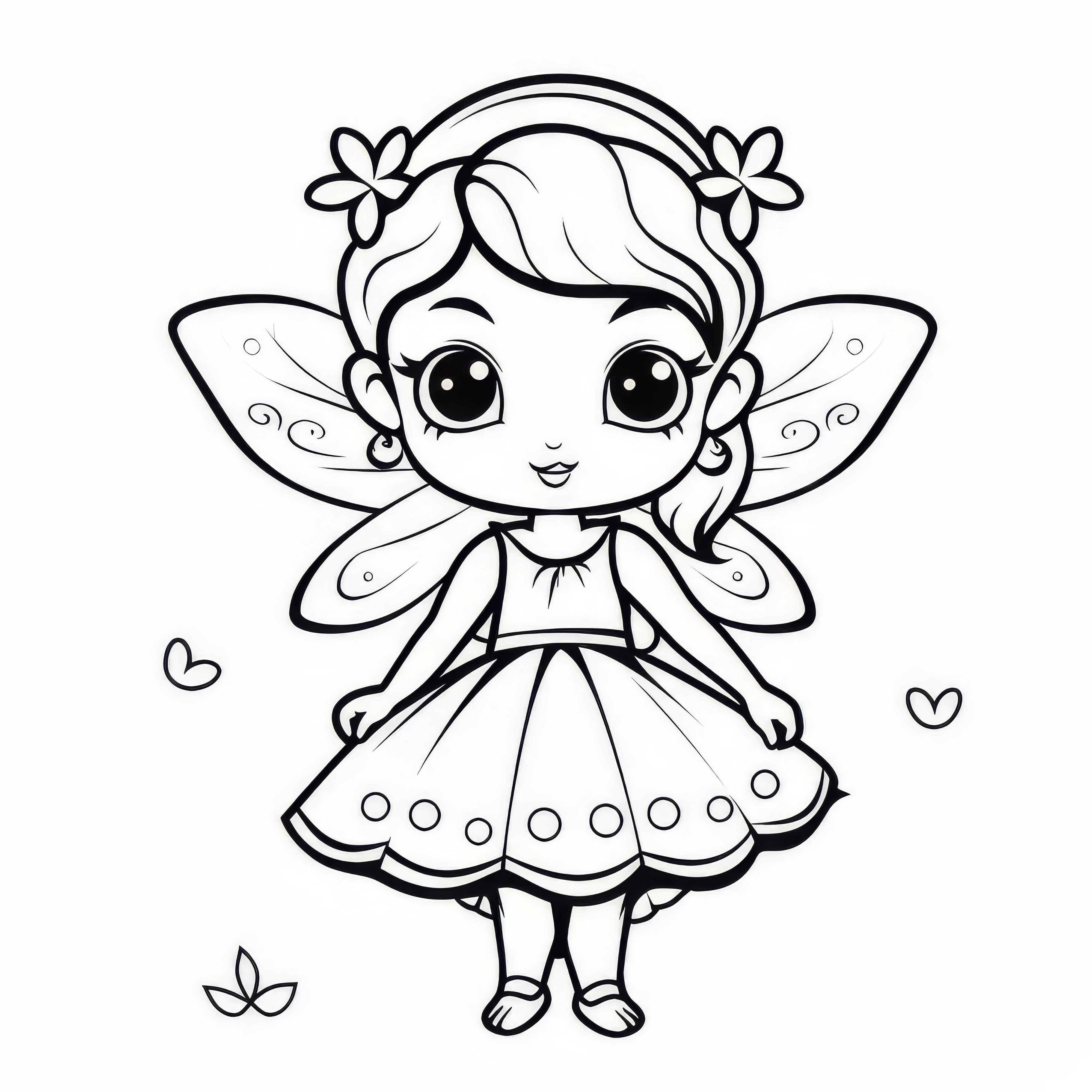 배경 없는 매혹적인 요정: 컬러링 그림 다운로드 (무료)