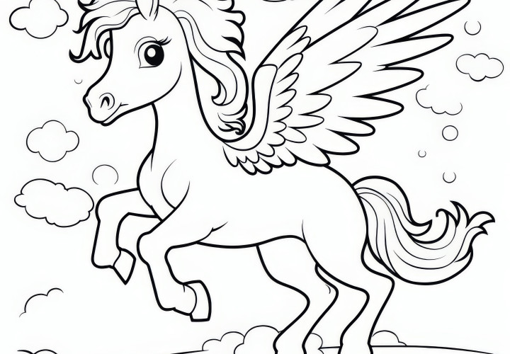 Prachtige Pegasus: Kleurplaat om te downloaden (Gratis)