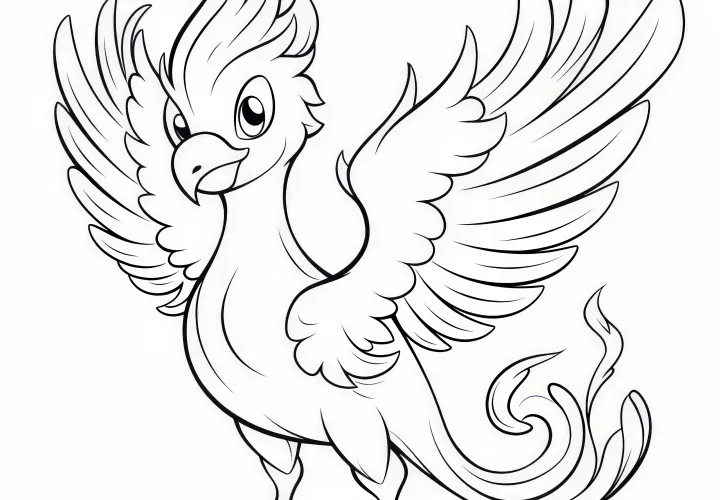Přátelský fénix: Obrázek k vybarvení (Zdarma)
