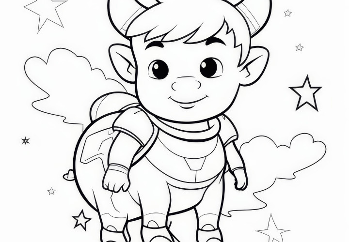 Jonge centaur: kleurplaat voor kinderen om te downloaden (Gratis)