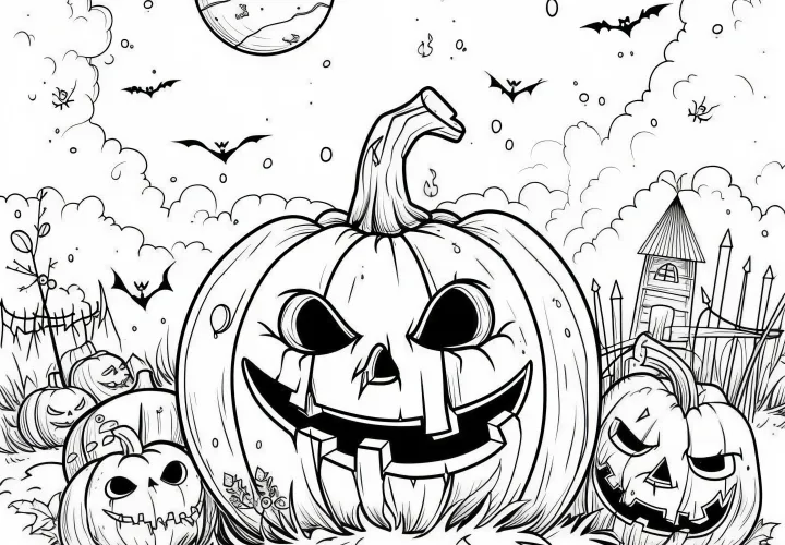 Dýně na Halloween v noci: Omalovánka zdarma