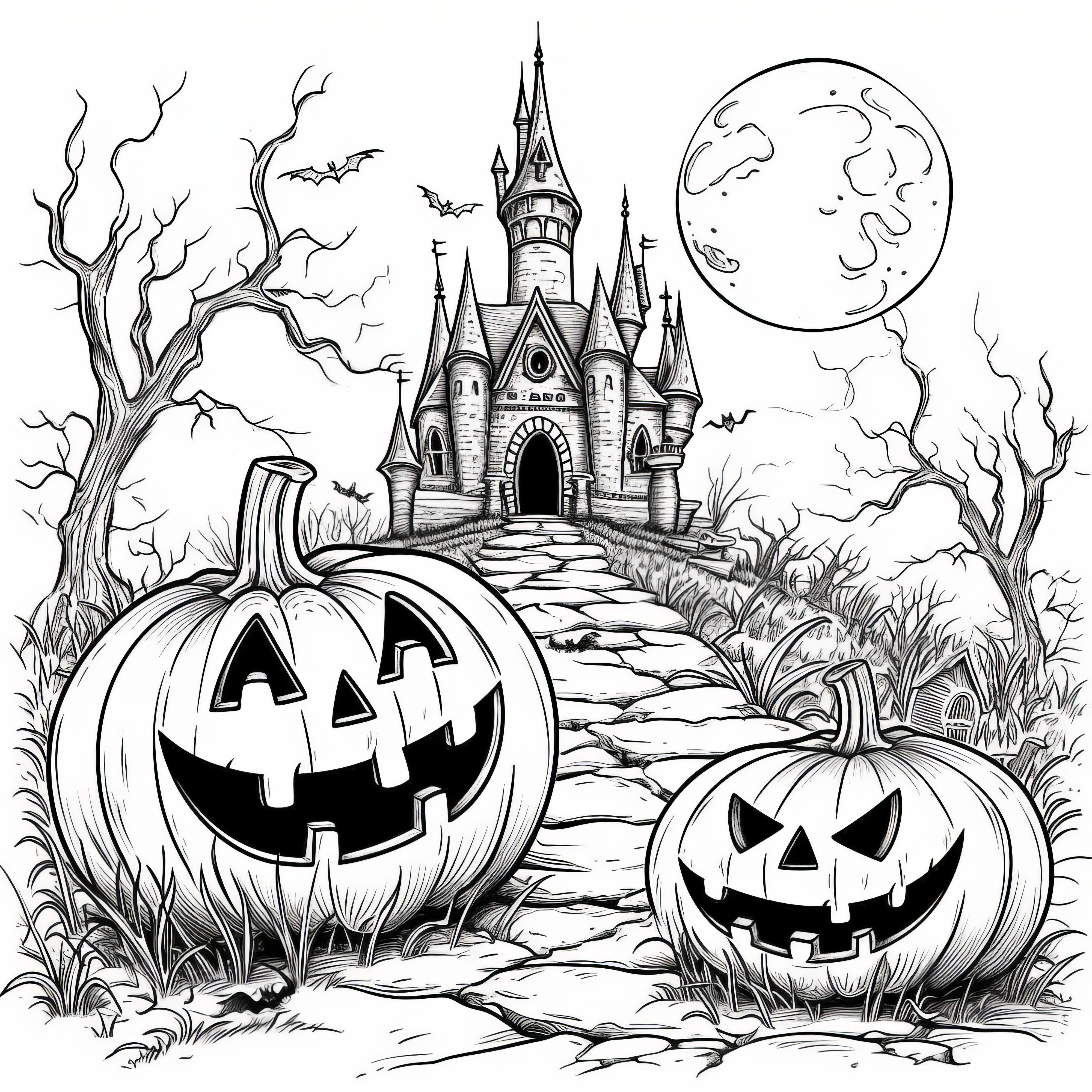 Skrattande Halloween pumpor Framf r Skr ckslott Som M larbild gratis Skrattande Halloween pumpor Framf r Skr ckslott Som M larbild gratis