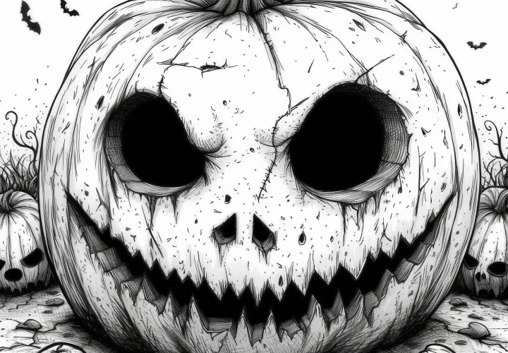 Strašidelná dýně na Halloween: Bezplatný obrázek k vybarvení