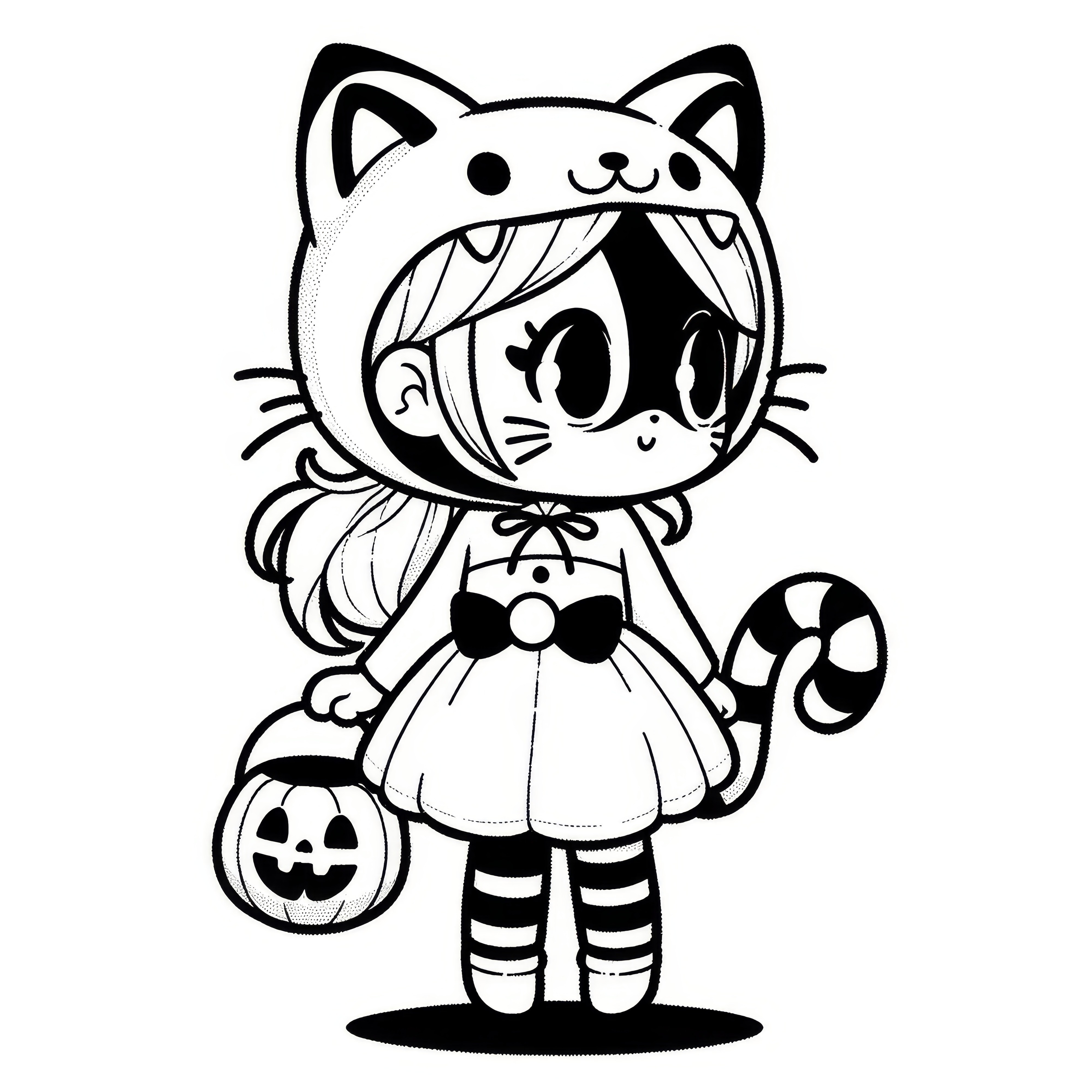 ハロウィン コスチューム 猫: 無料でダウンロードできる簡単な塗り絵  