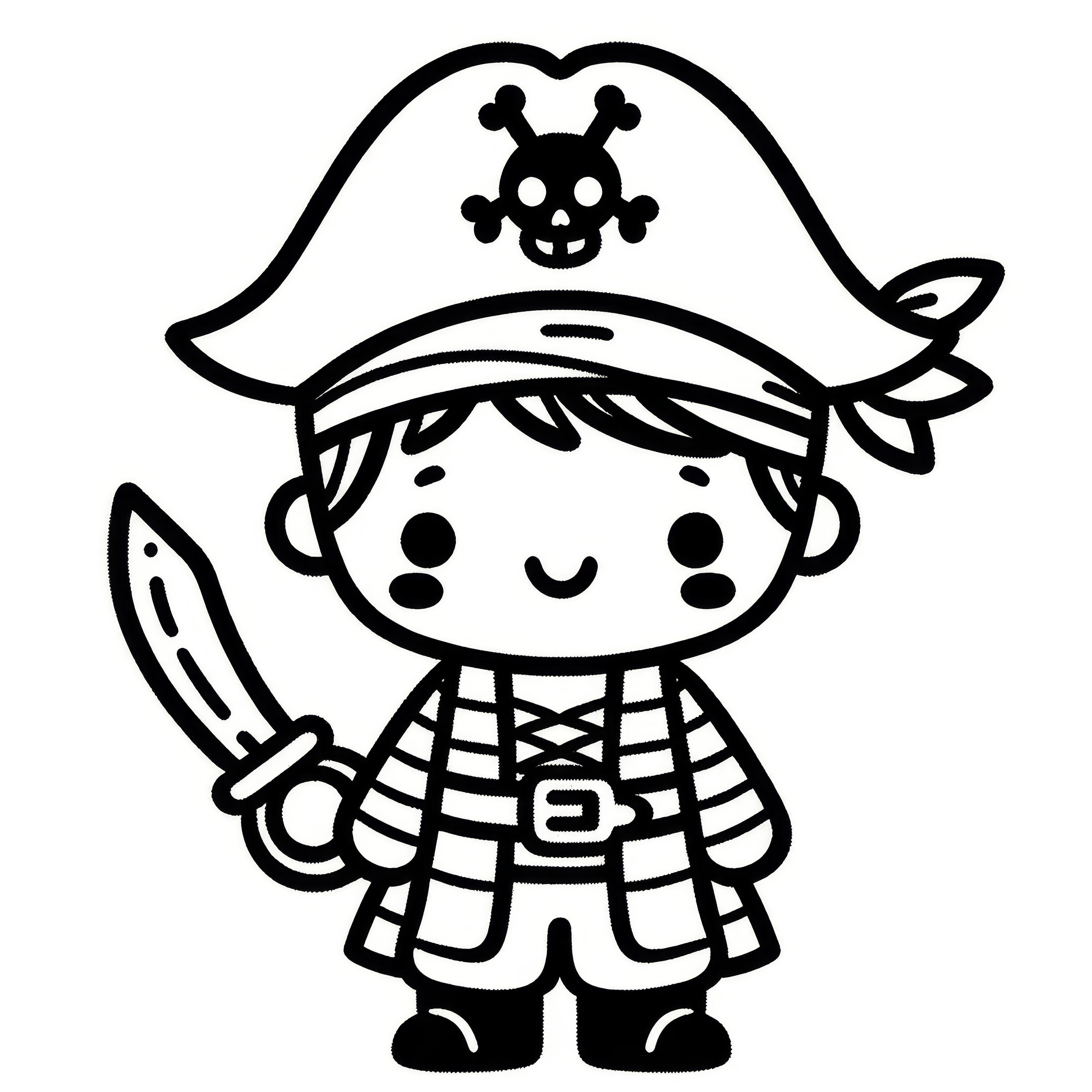 ハロウィン仮装の簡単な塗り絵：海賊（無料）