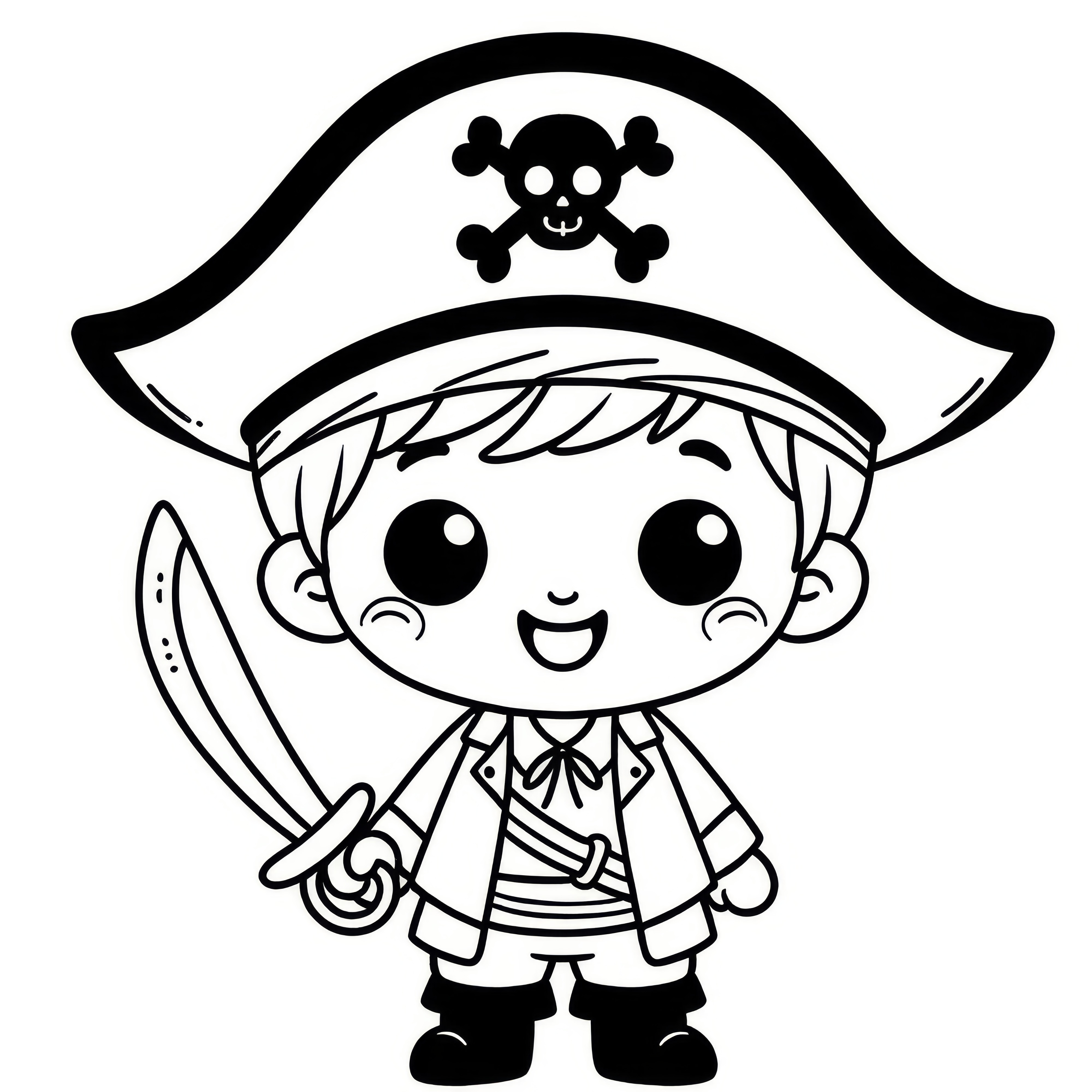 ハロウィン衣装　海賊：無料塗り絵