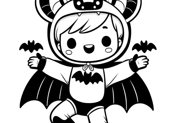 Halloweenský kostým superhrdiny: Obrázek k vybarvení (zdarma)