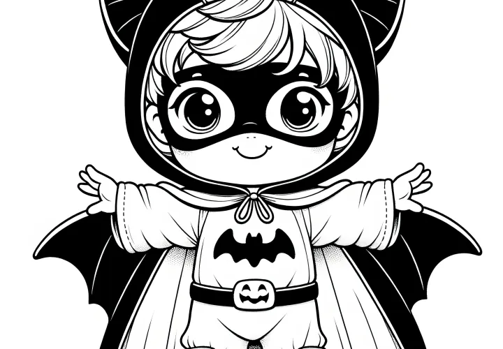 Halloweenský kostým superhrdinky: omalovánka ke stažení zdarma