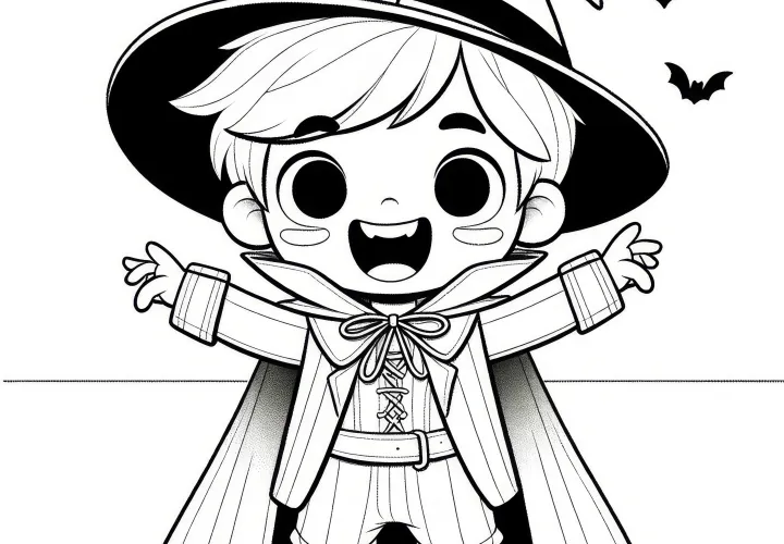 Halloweenský kostým: Veselý kouzelník jako omalovánka ke stažení (Zdarma)