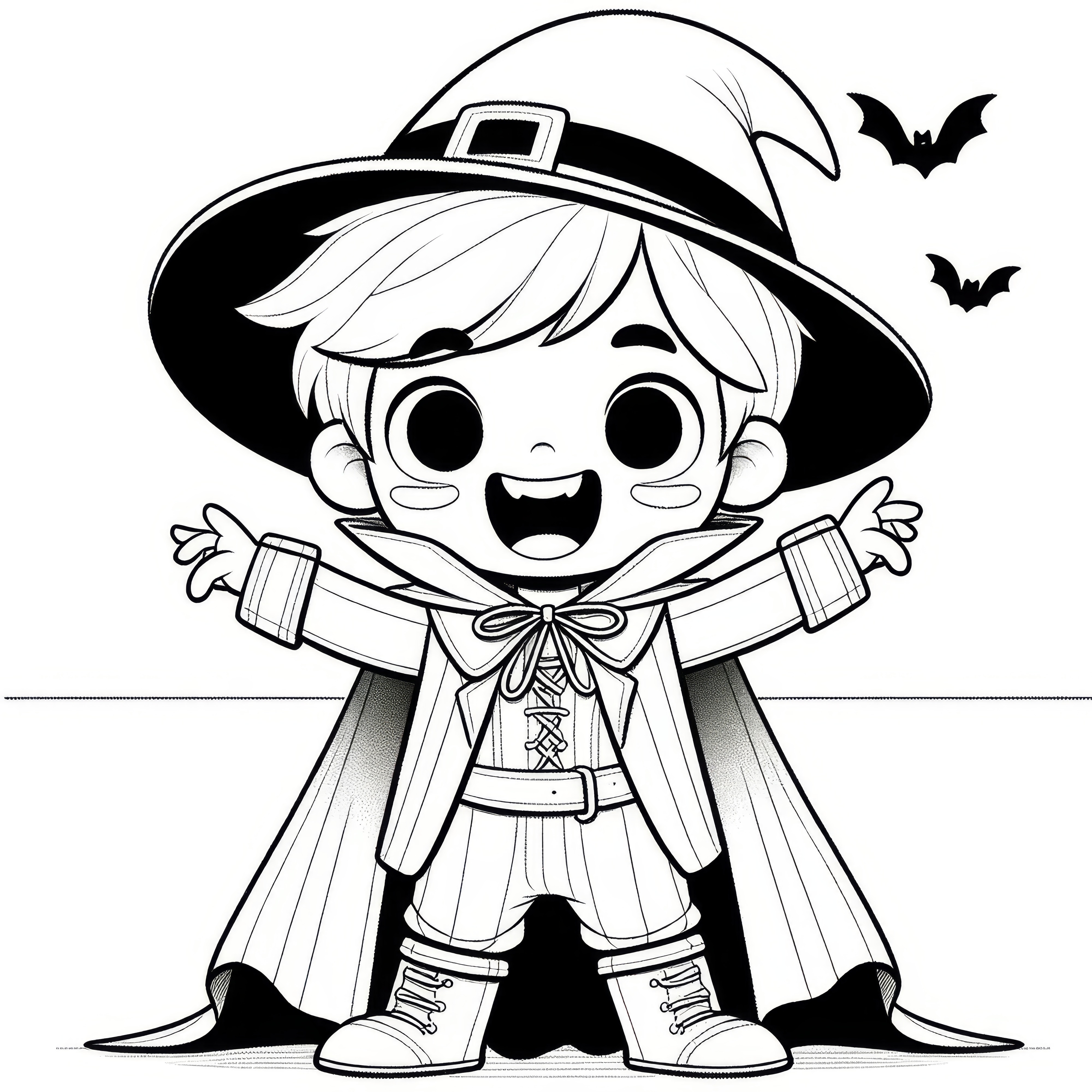 Halloween kostým: Veselý čarodejník ako náčrtok na vytlačenie (zdarma)