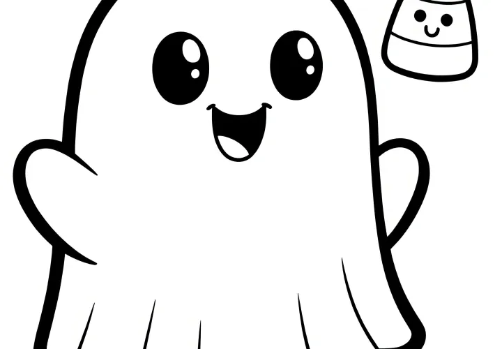 Duch: Jednoduchý předloha k vybarvení na Halloween (Zdarma)