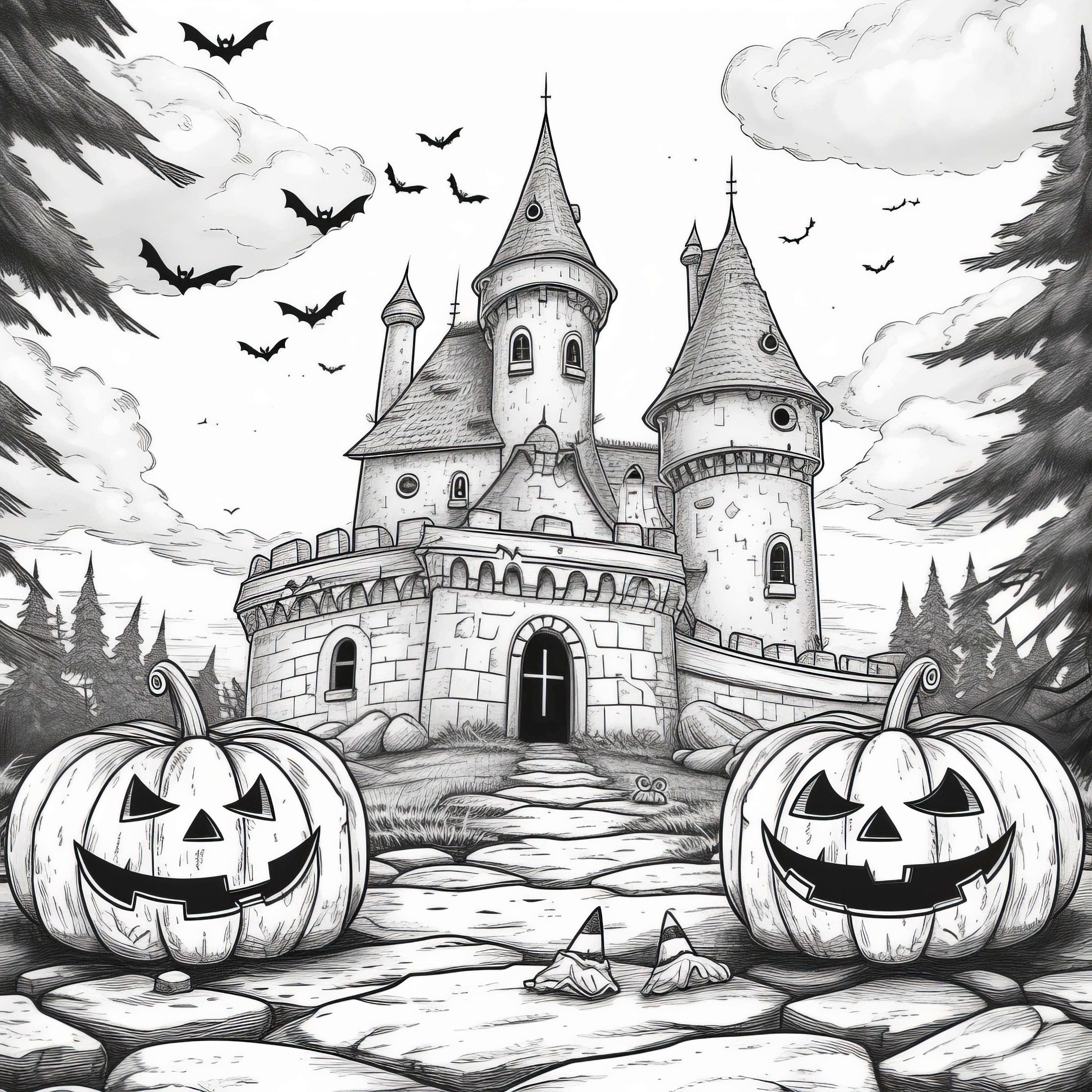 Haunted house: Halloween picture to color (Free)