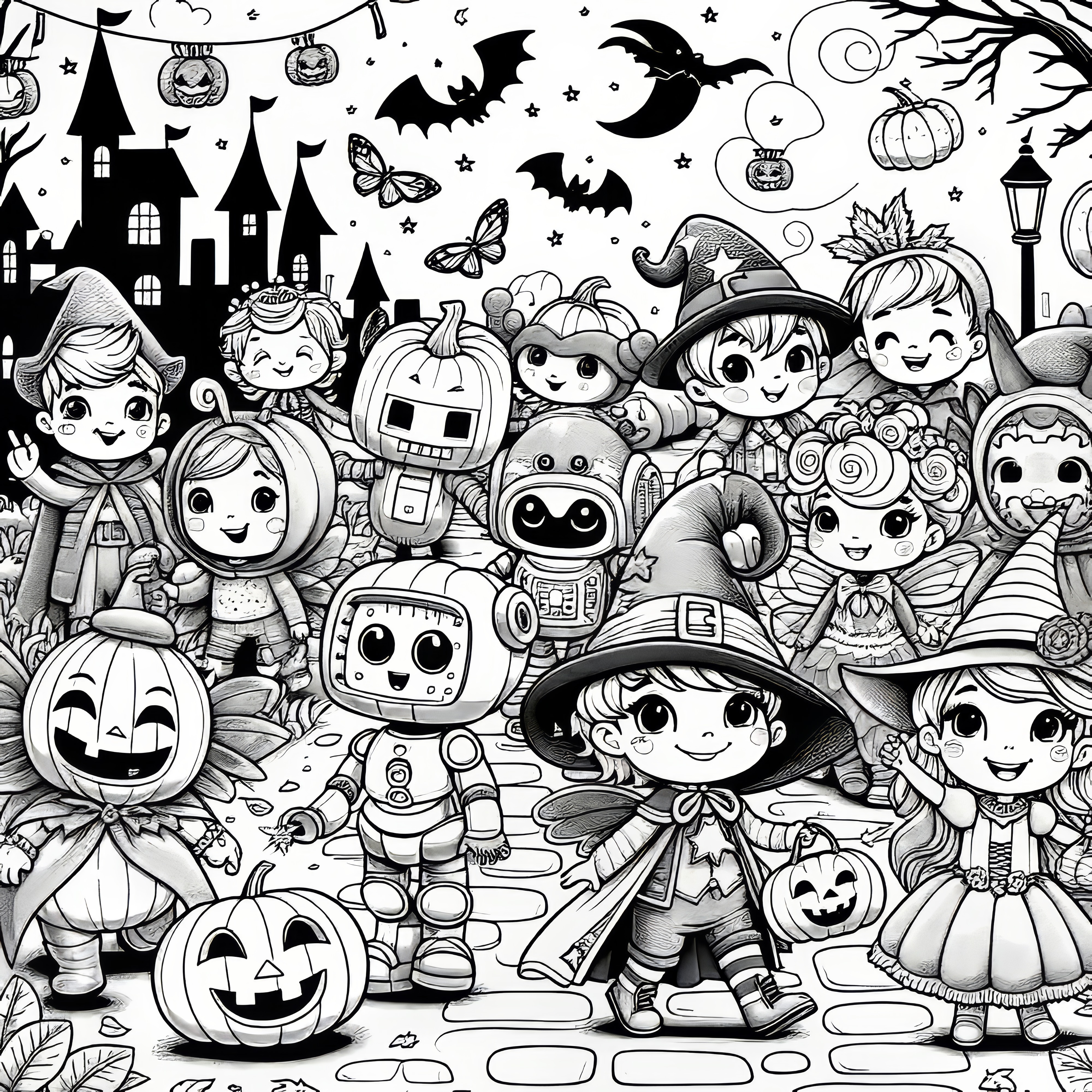 Velká párty s monstry: halloween omalovánka (Zdarma)