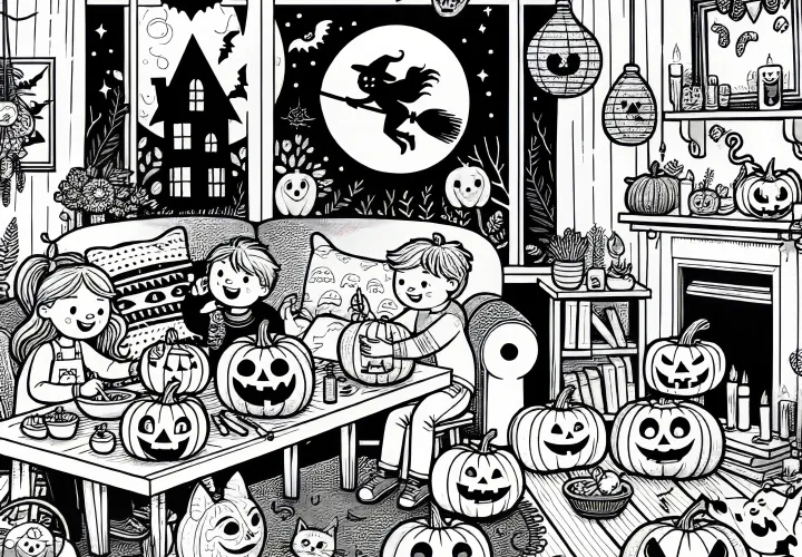 Halloweenská párty doma s dýněmi: Bezplatná omalovánka ke stažení