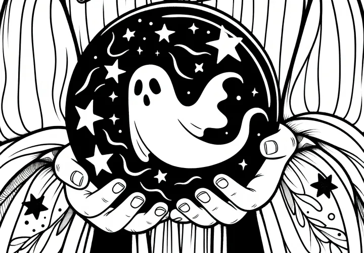 Věštkyně s kouzelnou koulí: Bezplatný omalovánkový list k Halloweenu