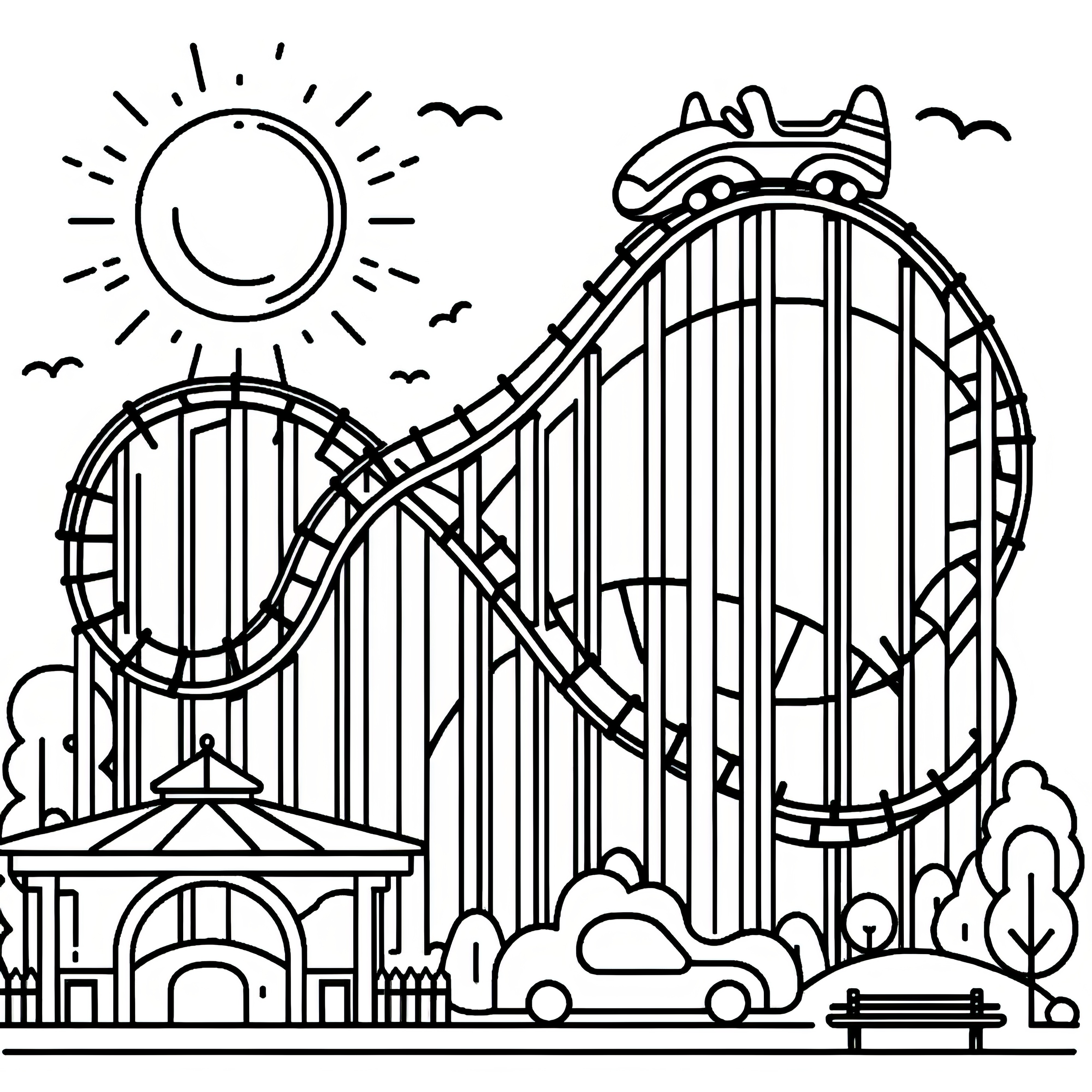 Rollercoaster coloring page: Download for free