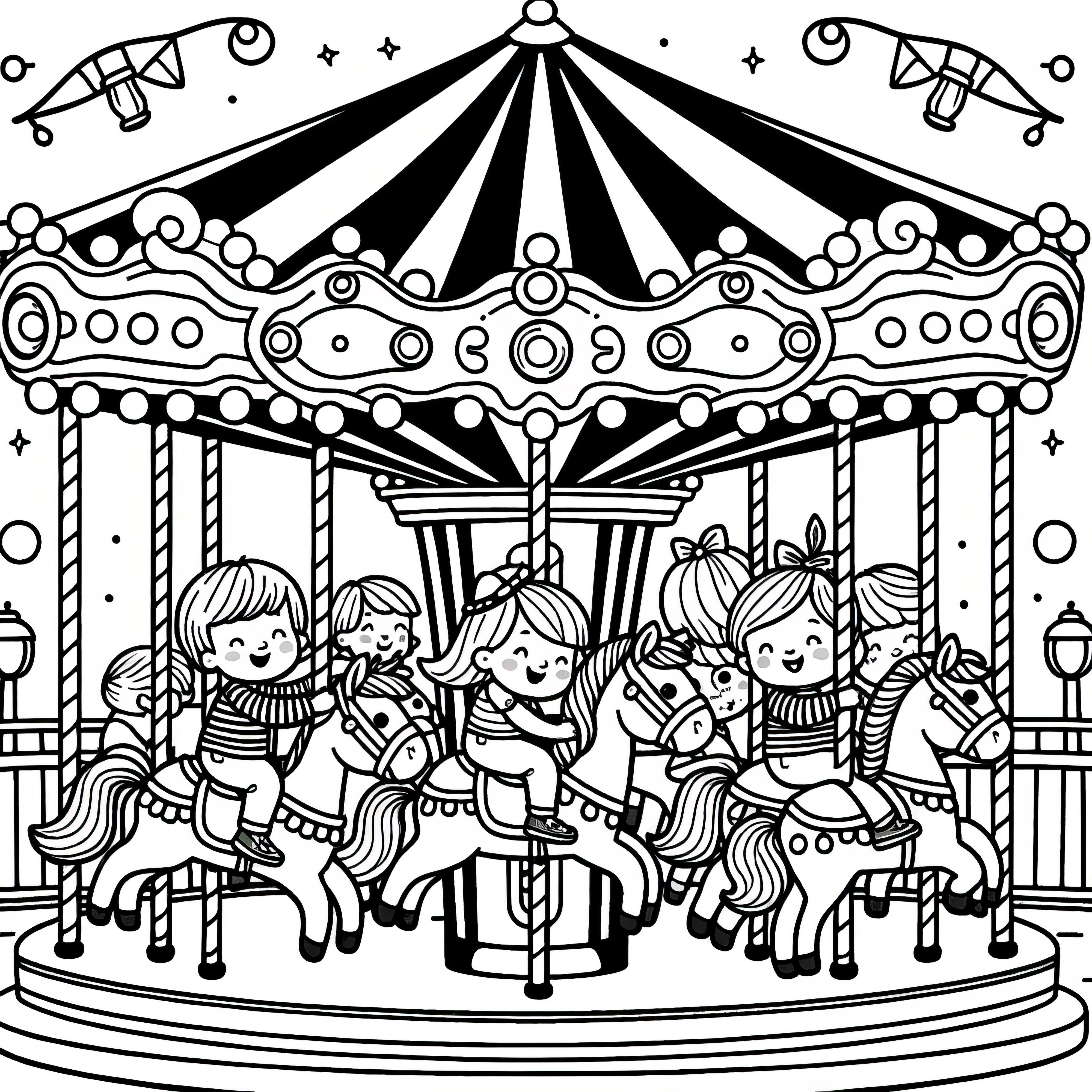 On the carousel: Coloring page for download (Free)