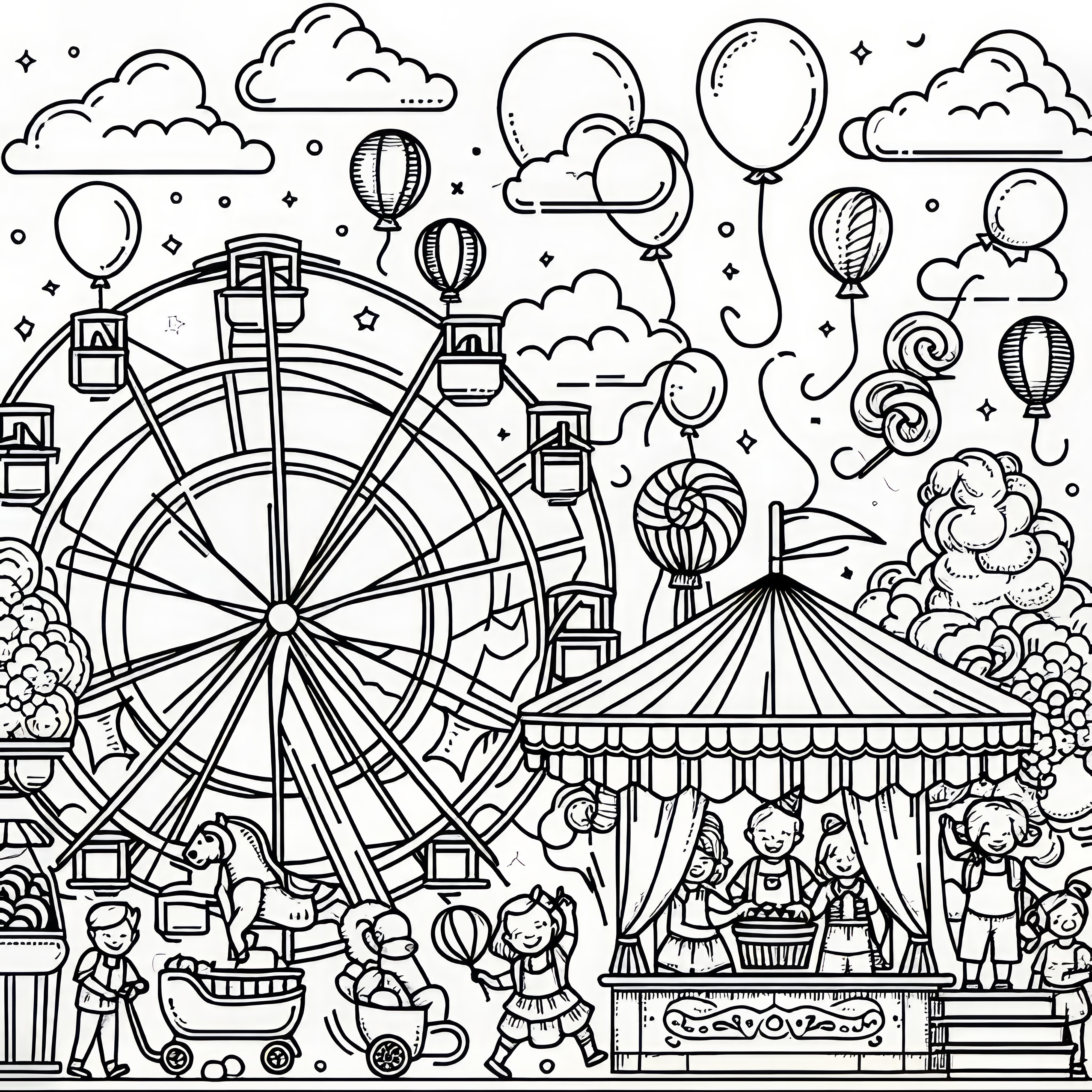 Hidden object amusement park: coloring page for download (free)
