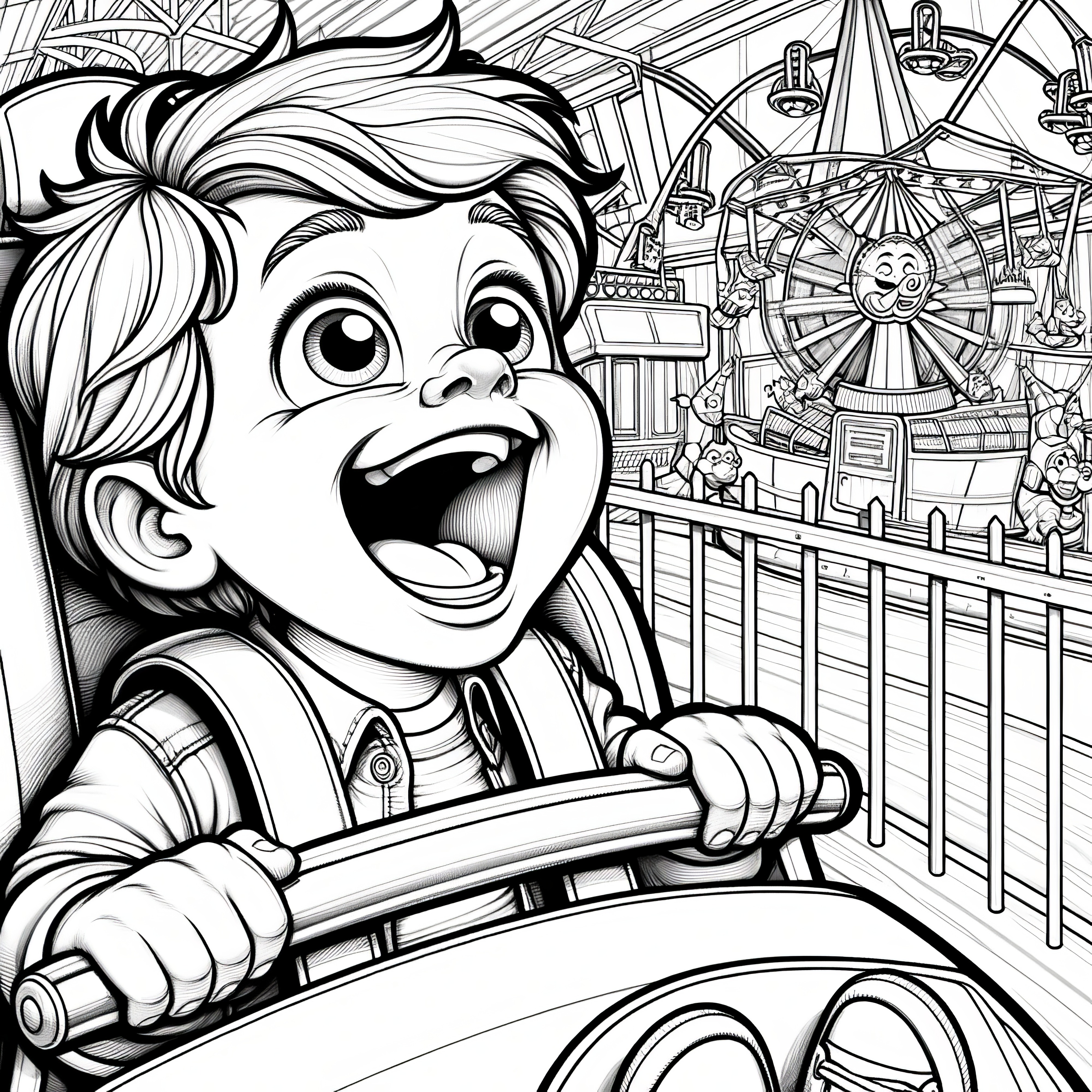 Screaming boy on a roller coaster: Download coloring page for free